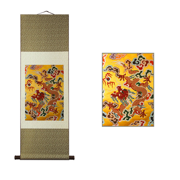 中華世紀(jì)龍云錦卷軸,云錦裝飾掛畫